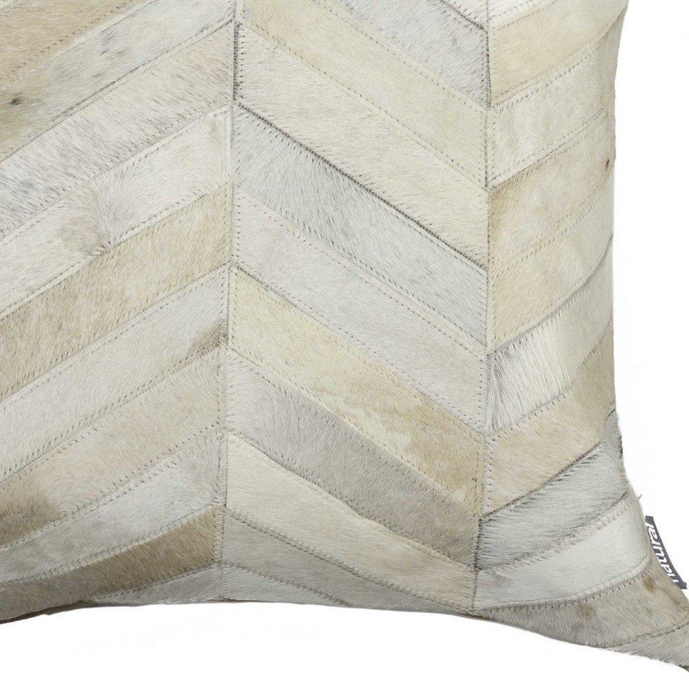 Natural Chevron Cowhide Pillow