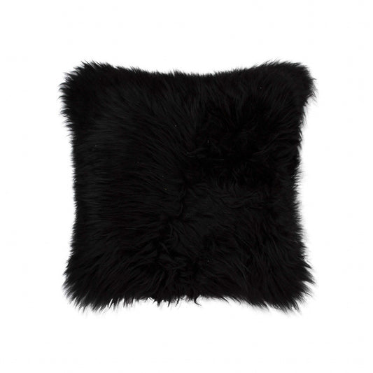 Black Sheepskin Pillow