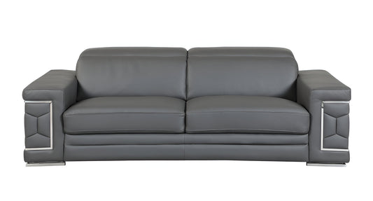 Dark Gray Italian Leather Sofa