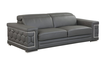 Dark Gray Italian Leather Sofa