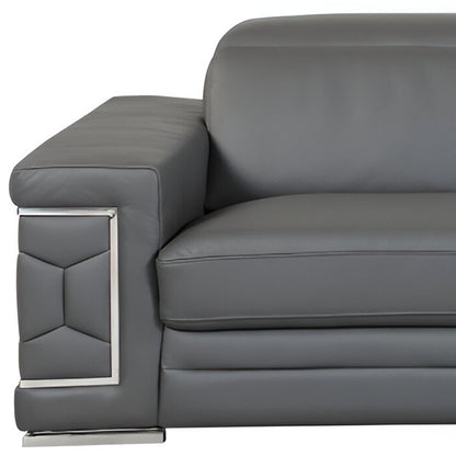 Dark Gray Italian Leather Sofa