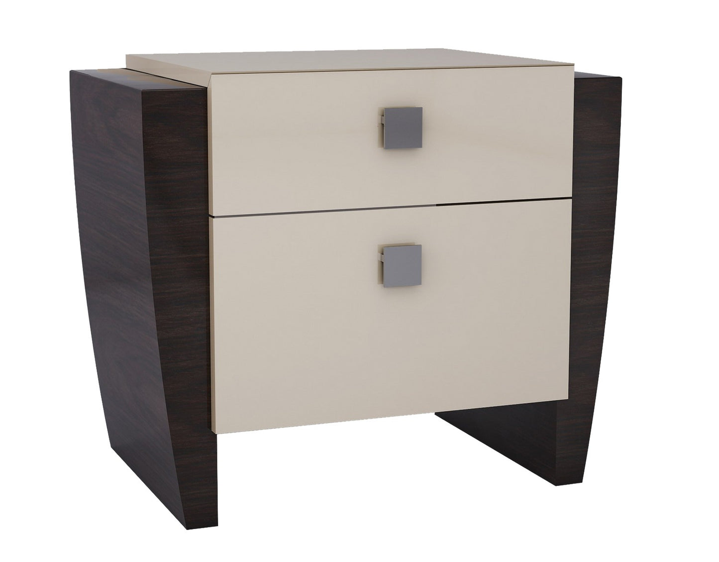 Beige & Dark Brown 2 Drawer Nightstand