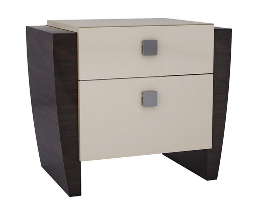 Beige & Dark Brown 2 Drawer Nightstand