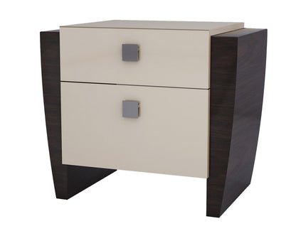 Beige & Dark Brown 2 Drawer Nightstand