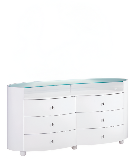 Gray Solid Wood 6-Drawer Chest
