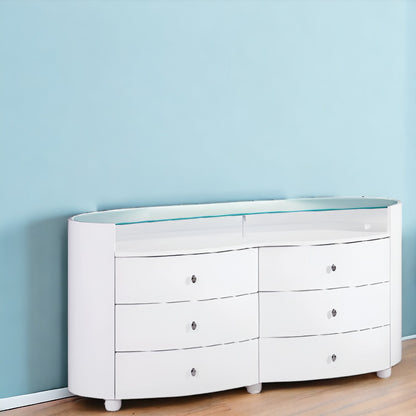 Gray Solid Wood 6-Drawer Chest