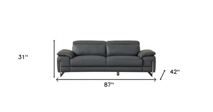 Dark Gray Italian Leather Sofa