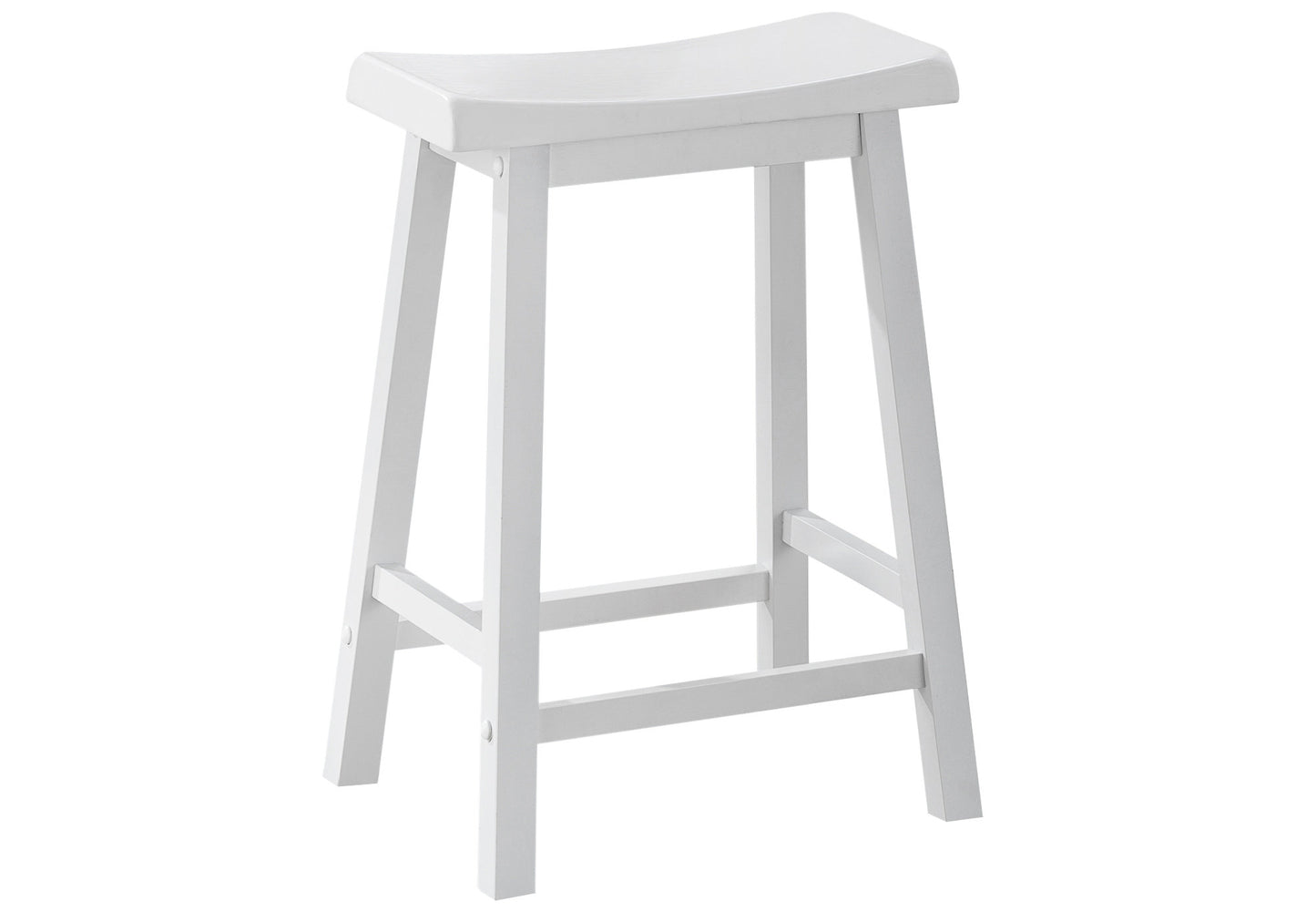 White Solid Wood Backless Bar Chairs - Set of 2