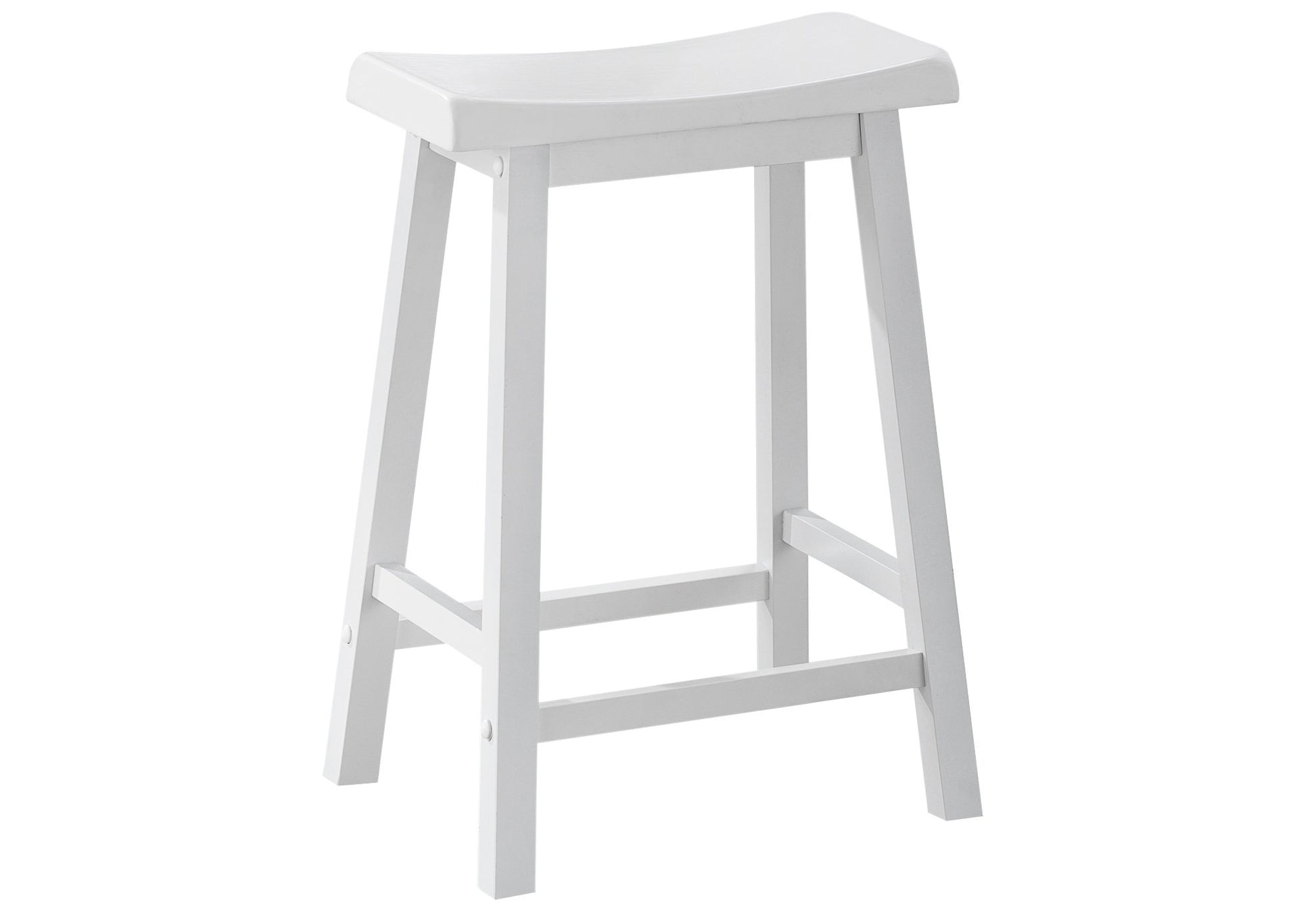 White Solid Wood Backless Bar Chairs - Set of 2