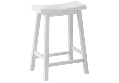 White Solid Wood Backless Bar Chairs - Set of 2