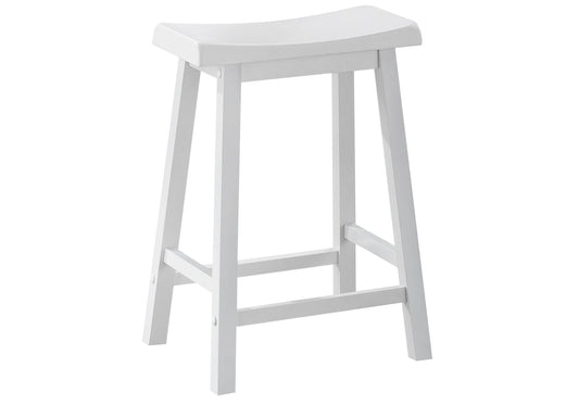 White Solid Wood Backless Bar Chairs - Set of 2