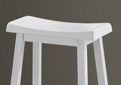 White Solid Wood Backless Bar Chairs - Set of 2