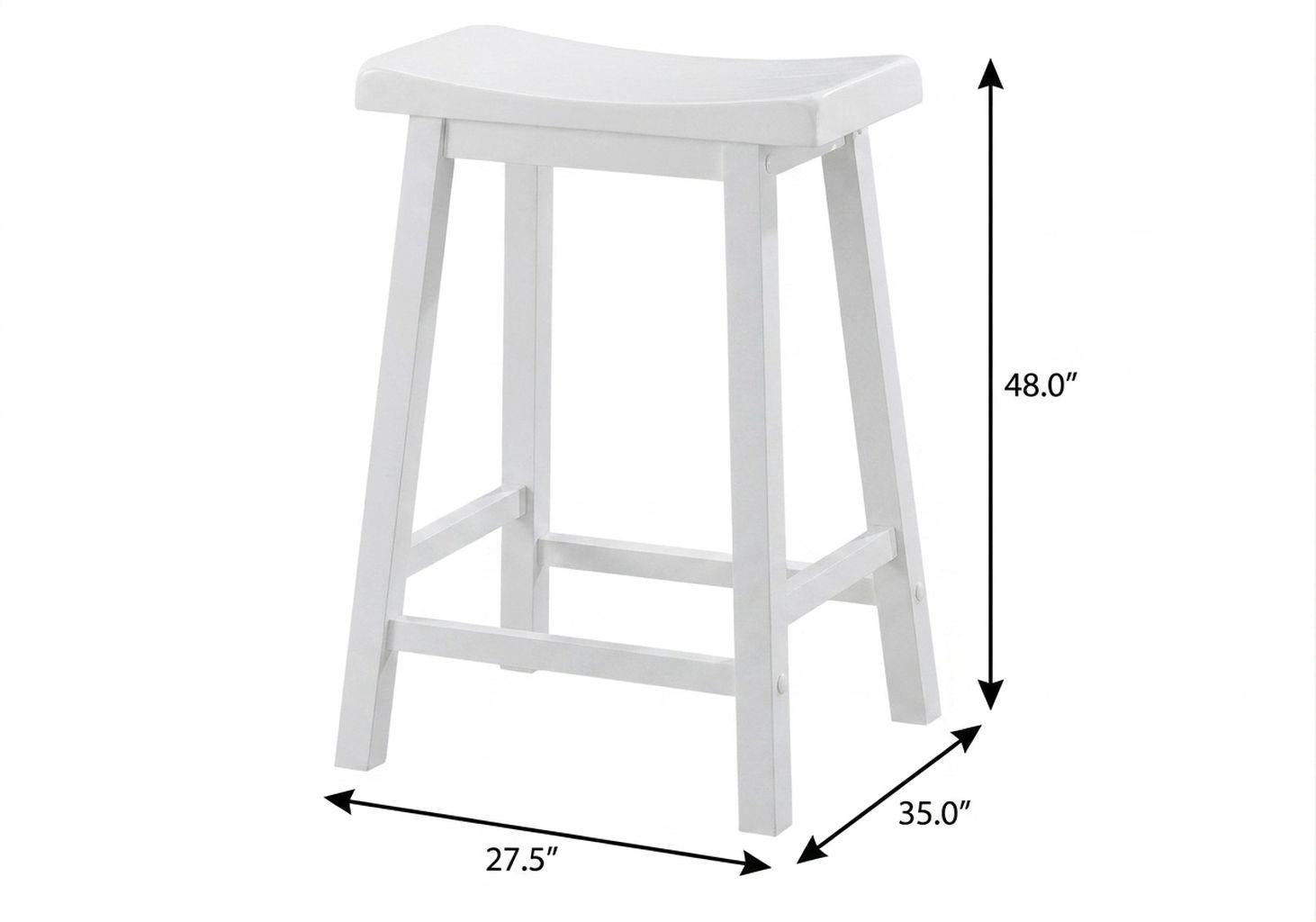 White Solid Wood Backless Bar Chairs - Set of 2
