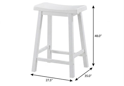 White Solid Wood Backless Bar Chairs - Set of 2