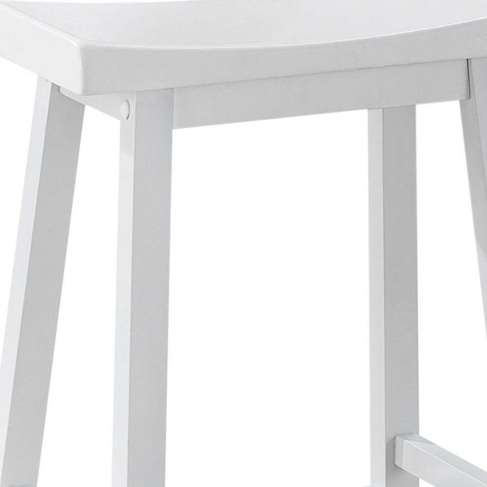 White Solid Wood Backless Bar Chairs - Set of 2