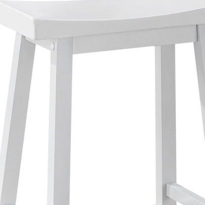 White Solid Wood Backless Bar Chairs - Set of 2