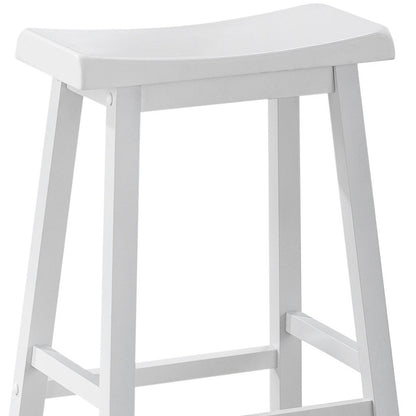 White Solid Wood Backless Bar Chairs - Set of 2