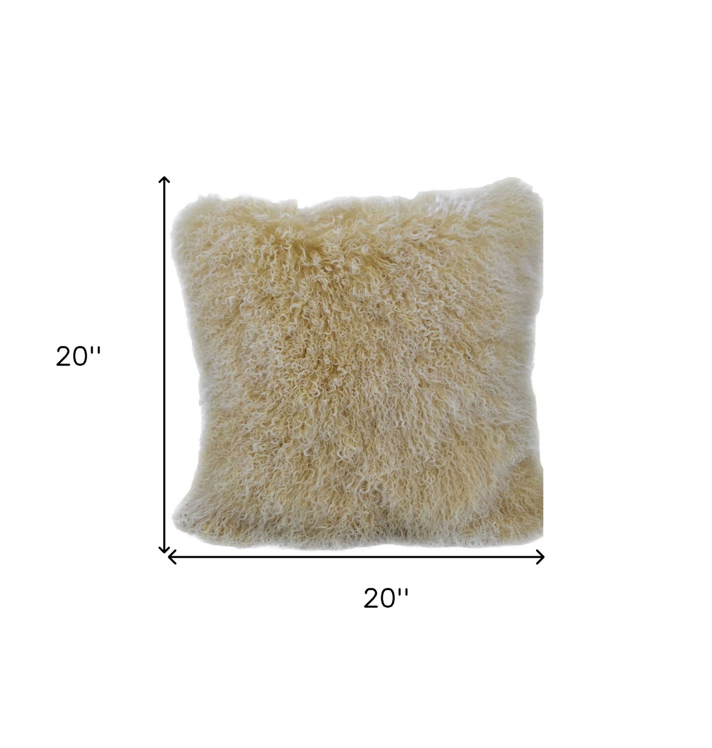 Gold Genuine Tibetan Lamb Fur Pillow w/ Microsuede Backing