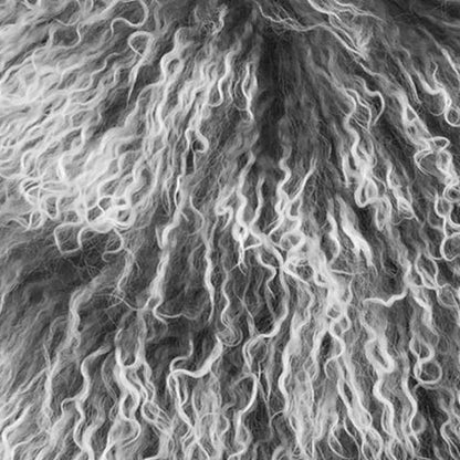 Grey Genuine Tibetan Lamb Fur Pillow w/ Microsuede Backing
