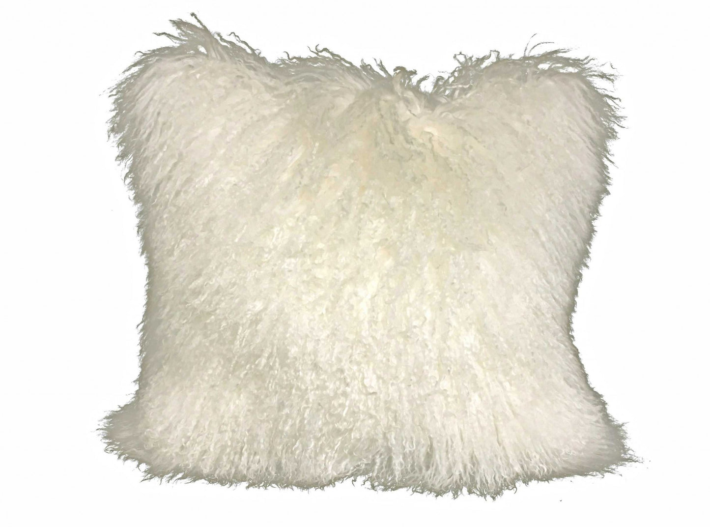 Creamy Genuine Tibetan Lamb Fur Pillow w/ Microsuede Backing