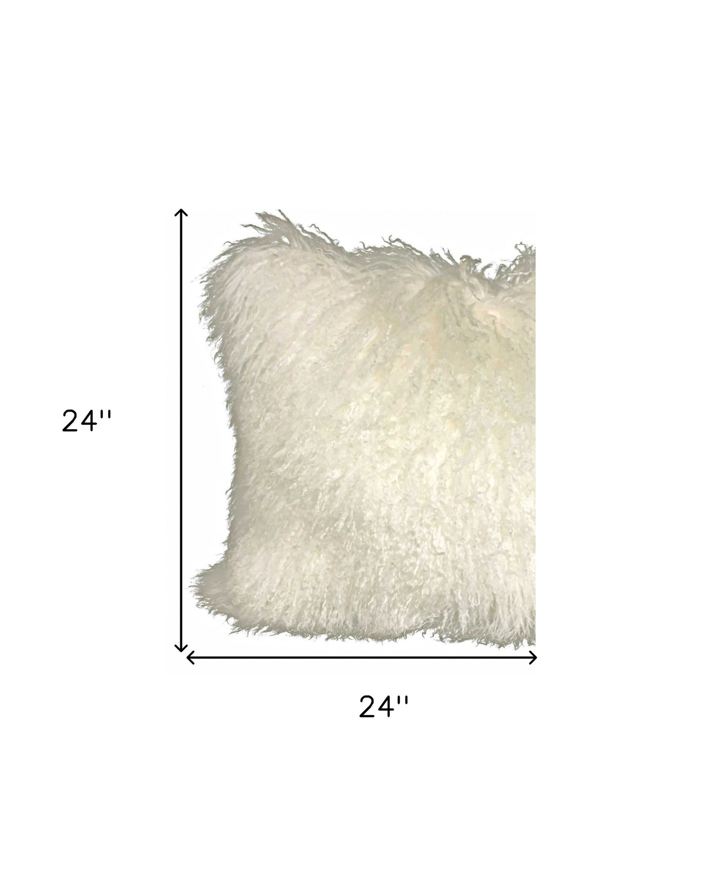 Creamy Genuine Tibetan Lamb Fur Pillow w/ Microsuede Backing