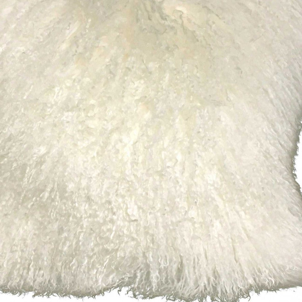 Creamy Genuine Tibetan Lamb Fur Pillow w/ Microsuede Backing