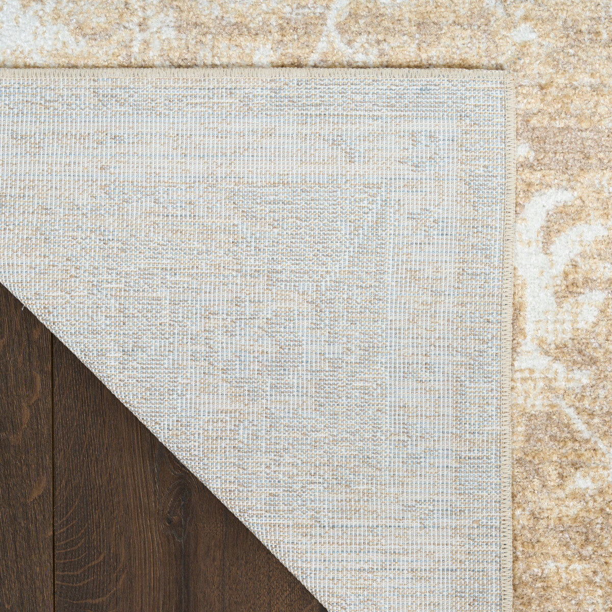 Nourison Astra Ivory & Gold Pet Friendly Machine Washable Rug - Corner
