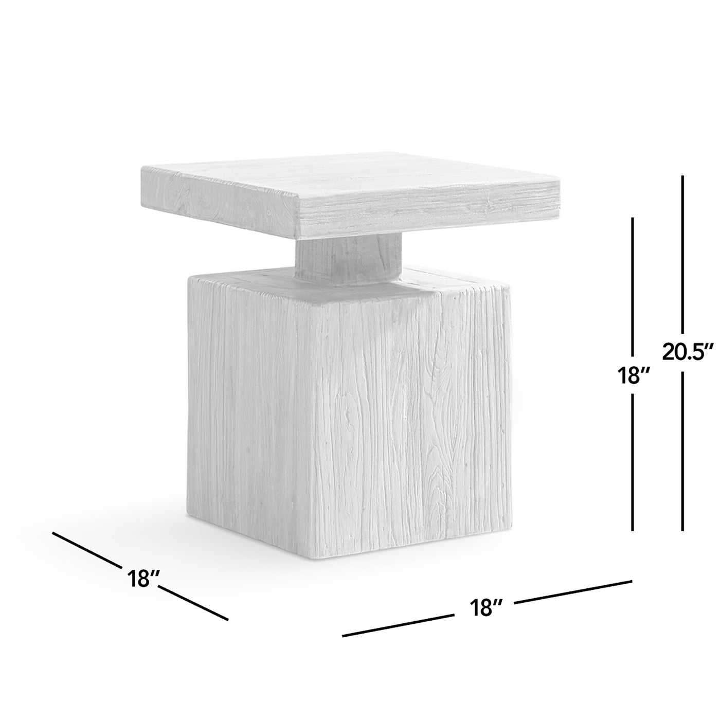 Calder Solid Square Reclaimed Elm Block Plinth Side Table