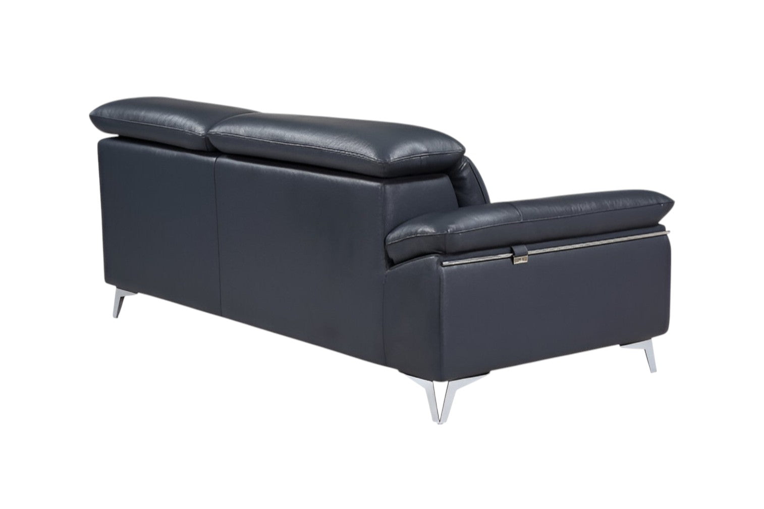 Navy Blue Italian Leather L Shaped 2 Piece Sofa & Chaise Sectional