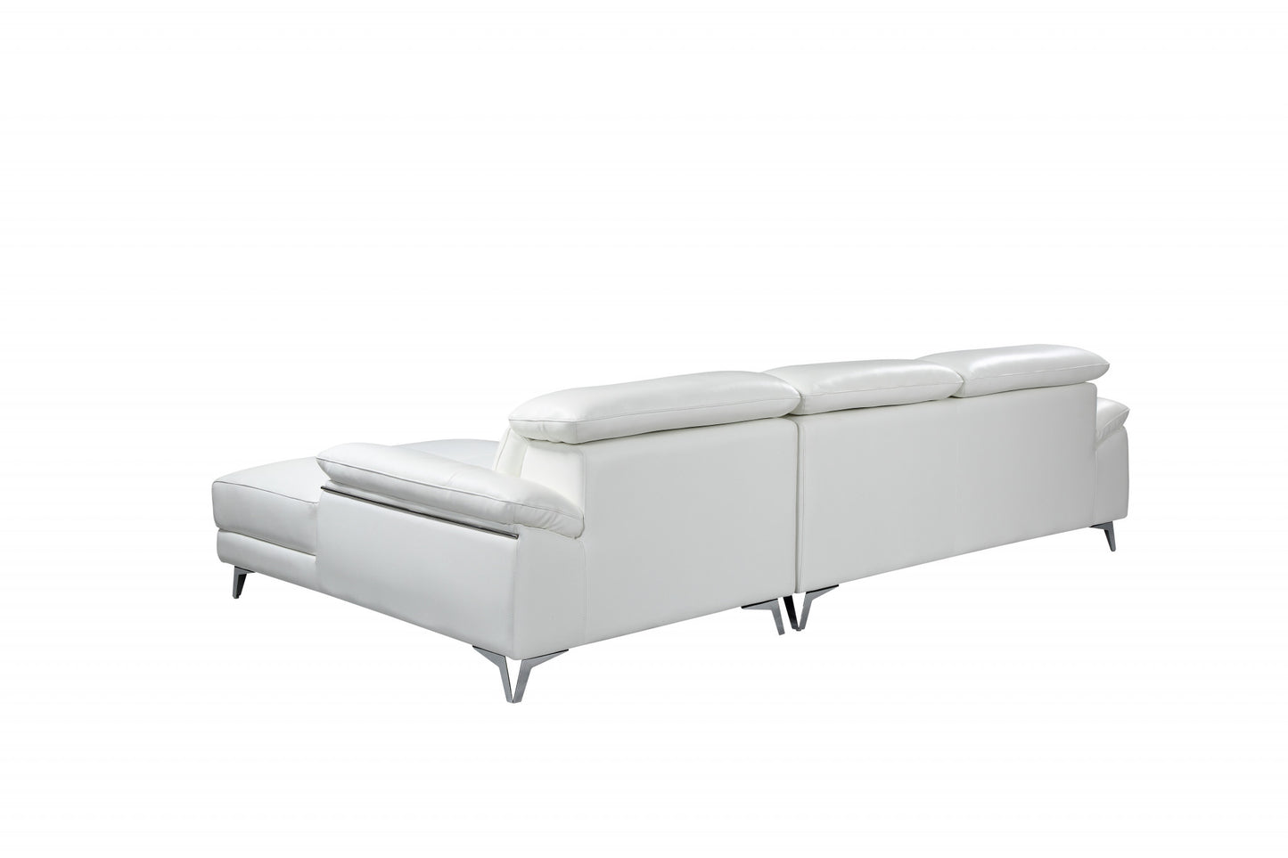White Italian Leather L Shaped 2 Piece Sofa & Chaise Sectional