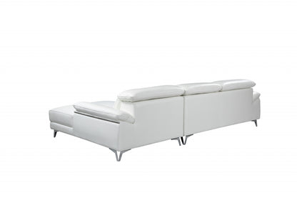 White Italian Leather L Shaped 2 Piece Sofa & Chaise Sectional