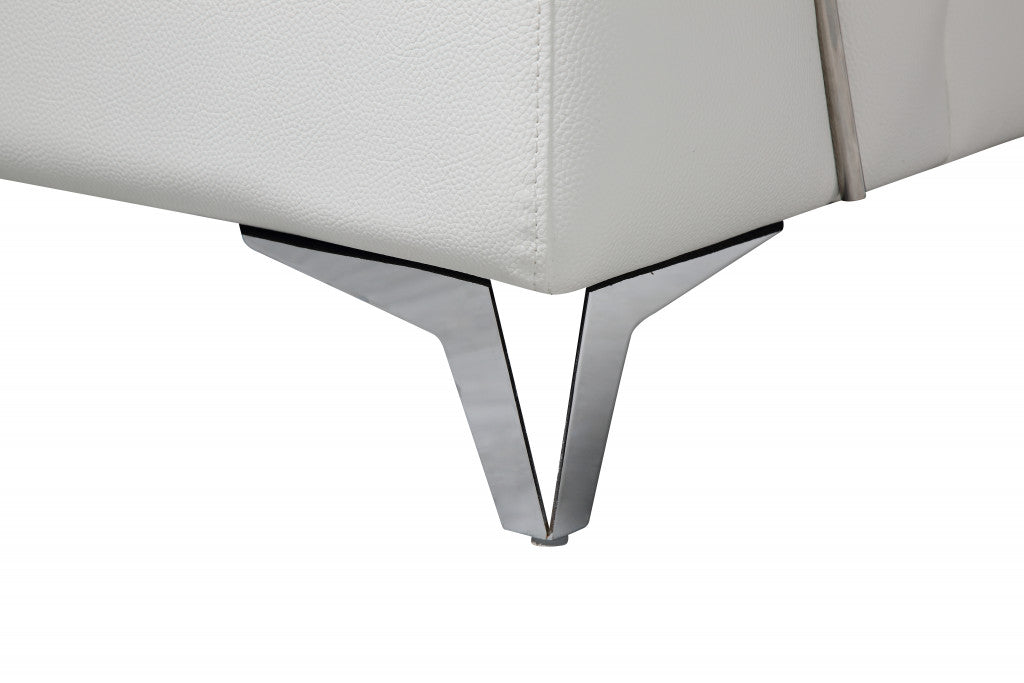 White Italian Leather L Shaped 2 Piece Sofa & Chaise Sectional