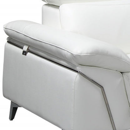 White Italian Leather L Shaped 2 Piece Sofa & Chaise Sectional