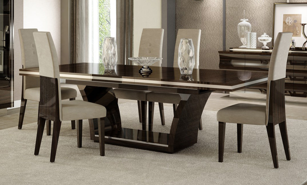 Dark Brown Solid Wood Self-Storing Leaf Pedestal Base Dining Table