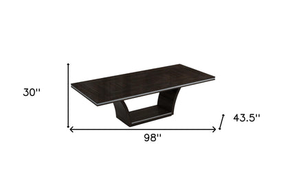 Dark Brown Solid Wood Self-Storing Leaf Pedestal Base Dining Table