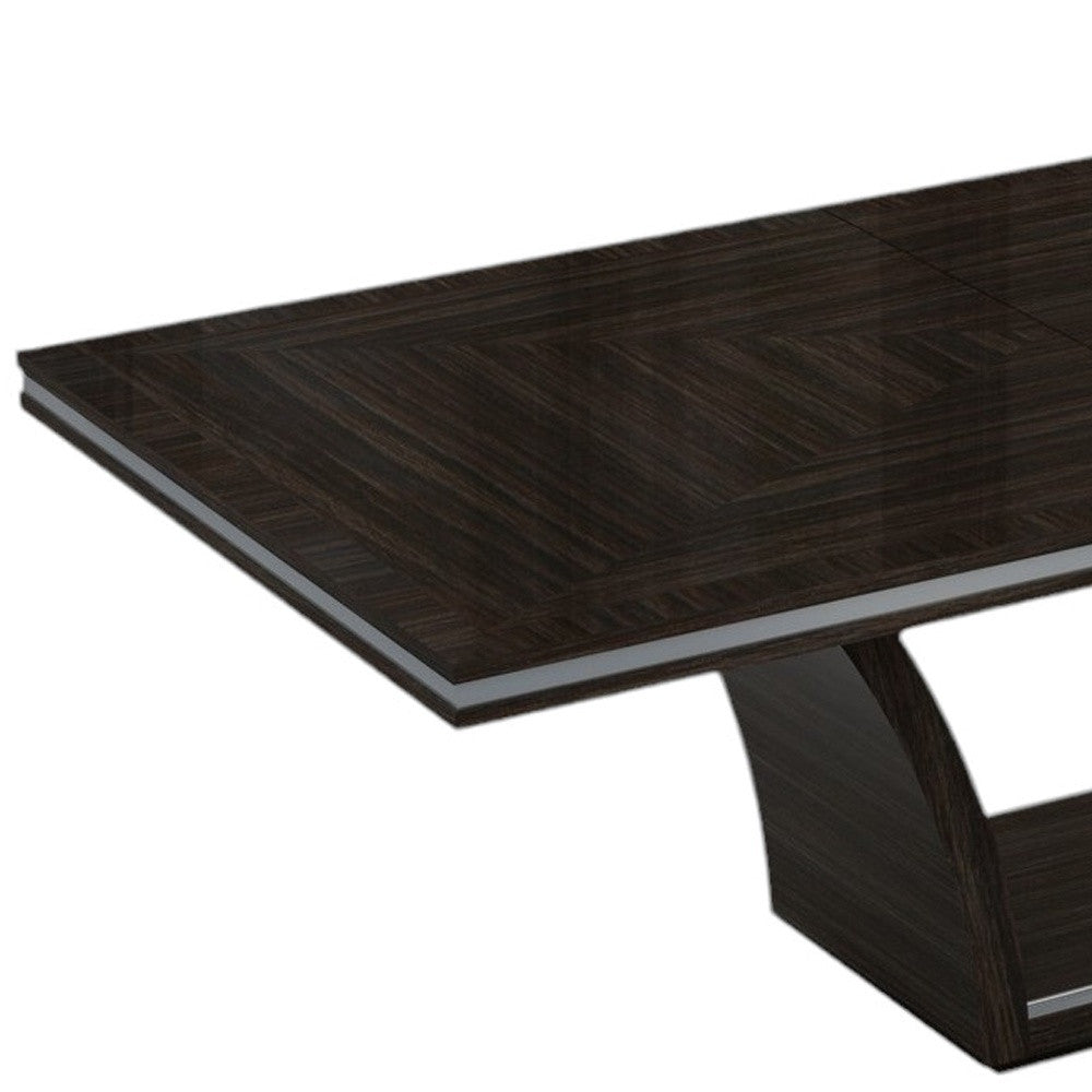 Dark Brown Solid Wood Self-Storing Leaf Pedestal Base Dining Table