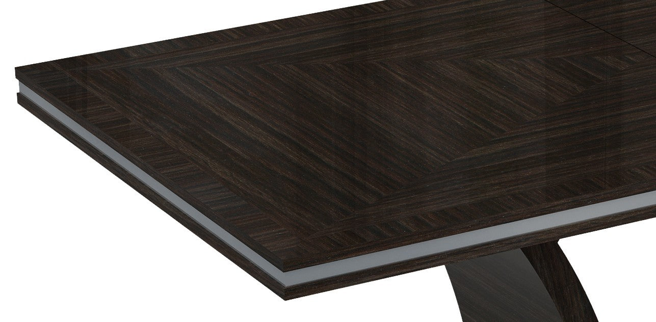 Dark Brown Solid Wood Self-Storing Leaf Pedestal Base Dining Table