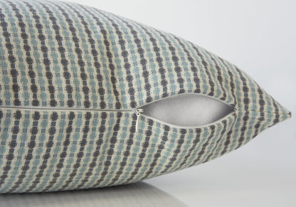 Blue & Gray Striped Pillow
