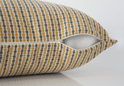 Gray & Gold Striped Pillow