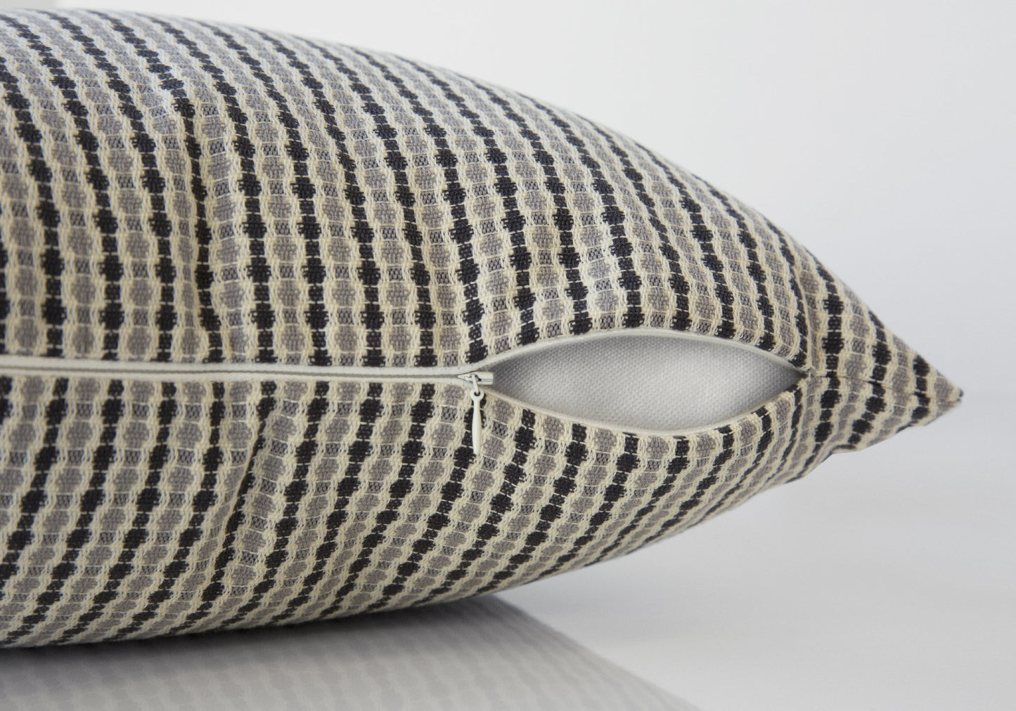 Black Gray & White Striped Pillow