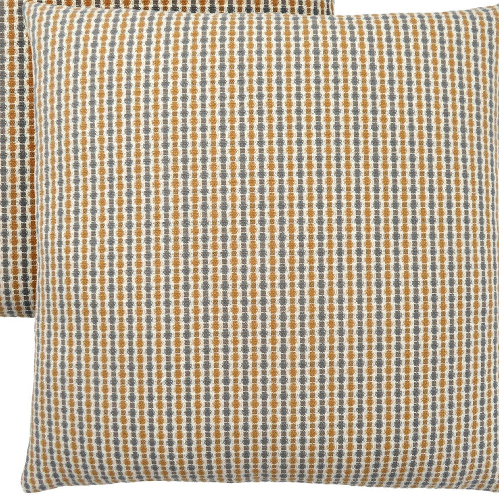 Gold & White Striped Pillow