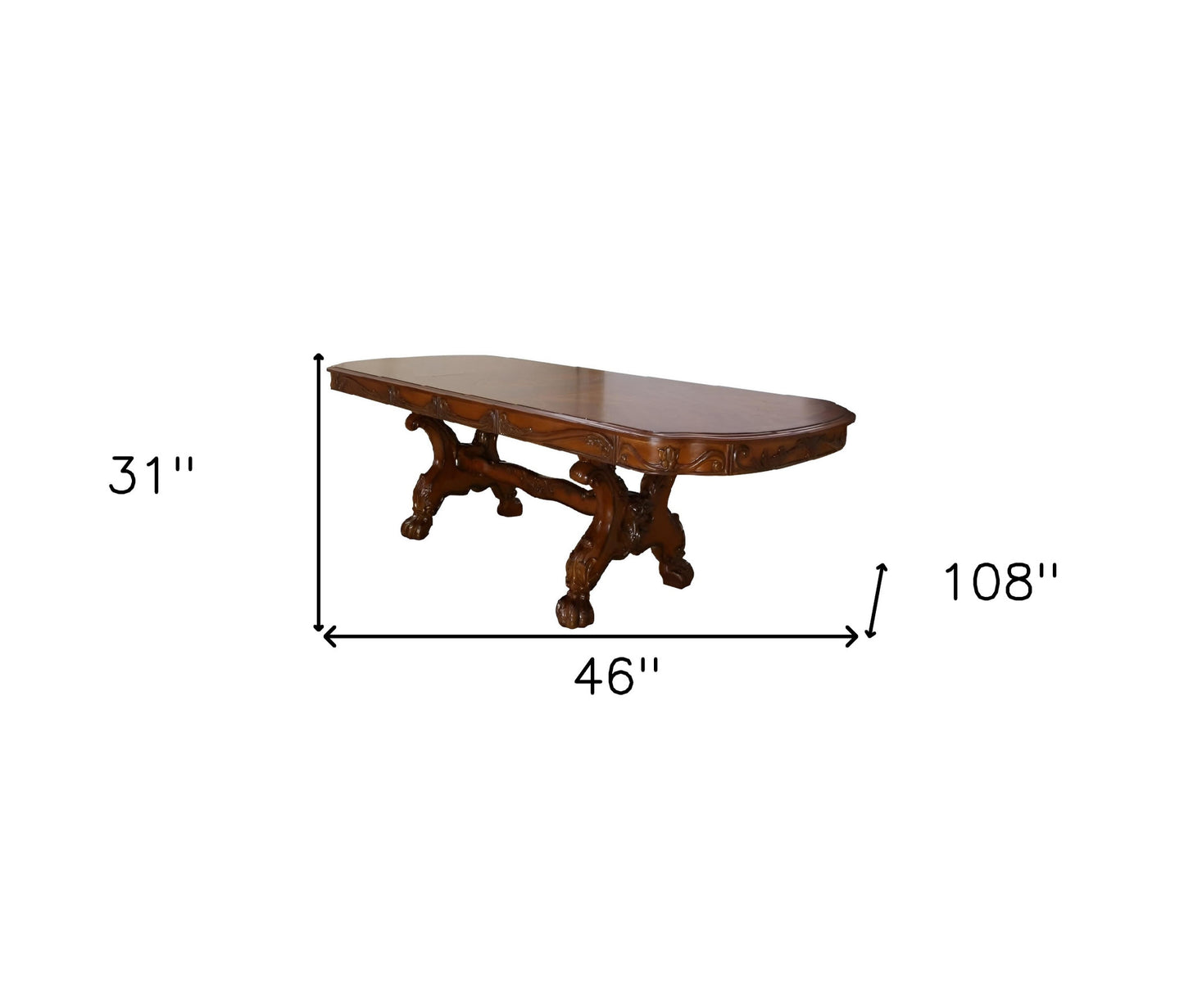 Dark Brown Free Form Solid Wood Double Pedestal Base Dining Table