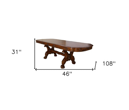 Dark Brown Free Form Solid Wood Double Pedestal Base Dining Table