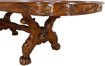 Dark Brown Free Form Solid Wood Double Pedestal Base Dining Table
