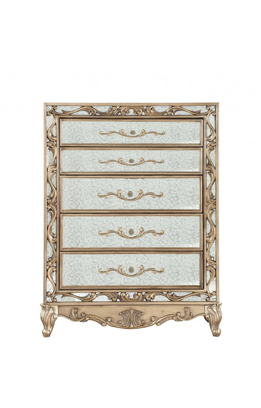 Dark Brown Solid Wood 5-Drawer Chest