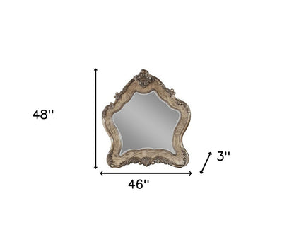 Oak Abstract Wood Framed Mounted Dresser Mirror