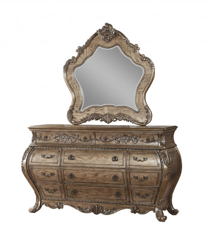 Brown and Black Solid Wood 6-Drawer Double Dresser