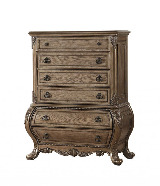 Brown and Black Solid Wood 3-Drawer Double Dresser