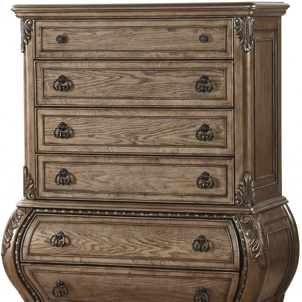Brown and Black Solid Wood 3-Drawer Double Dresser