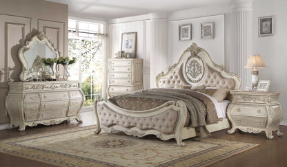 Antiqued White Three Drawers Nightstand
